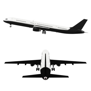 Yolcu uçağı beyaz arkaplanda izole edildi