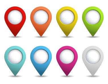 Set of bright map pointers clipart