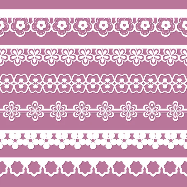 Conjunto de cordones florales de papel sin costura — Vector de stock