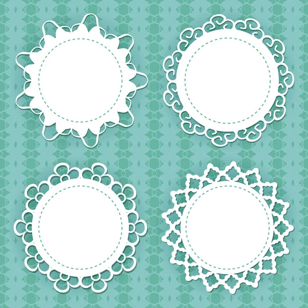 Set van 4 lacy frames op de naadloze patroon — Stockvector