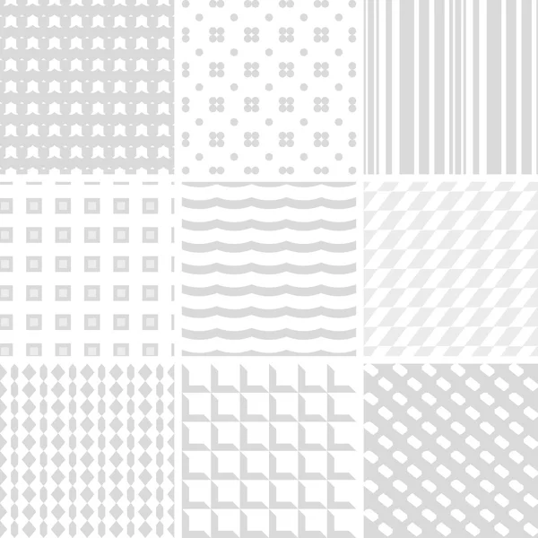 Lot de 9 motifs sans couture gris — Image vectorielle