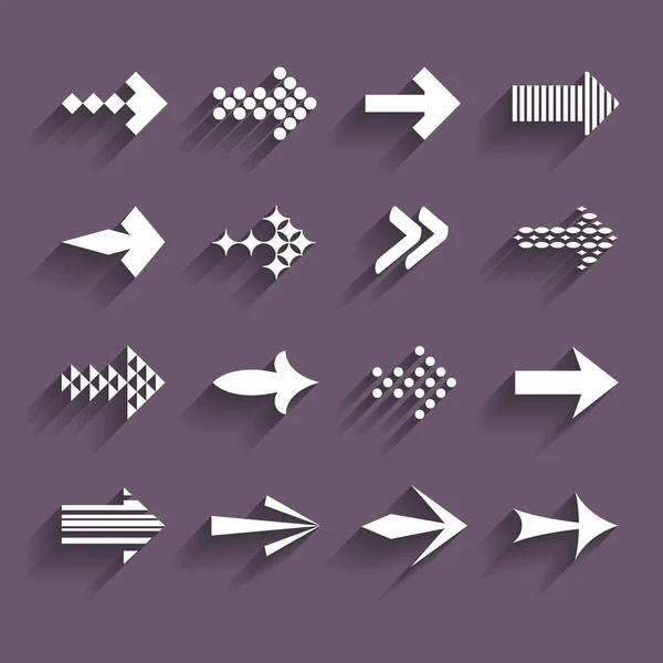Conjunto de los diferentes iconos de flecha — Archivo Imágenes Vectoriales
