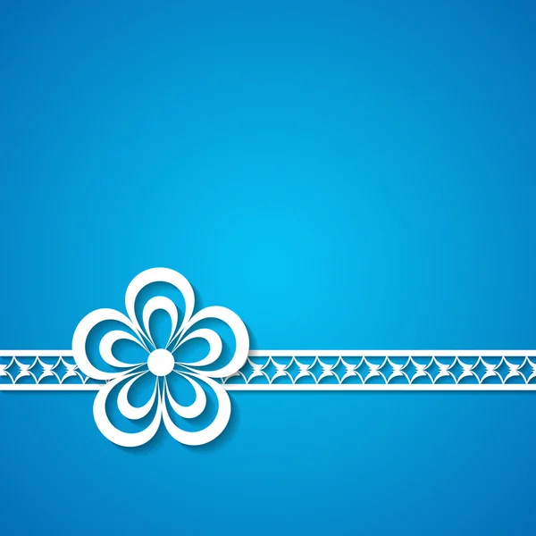 Fond bleu avec une bordure florale — Image vectorielle