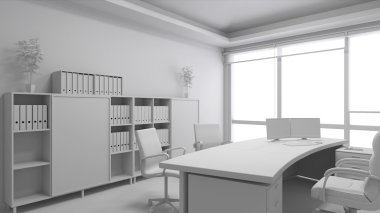 bir ofisin 3D iç işleme
