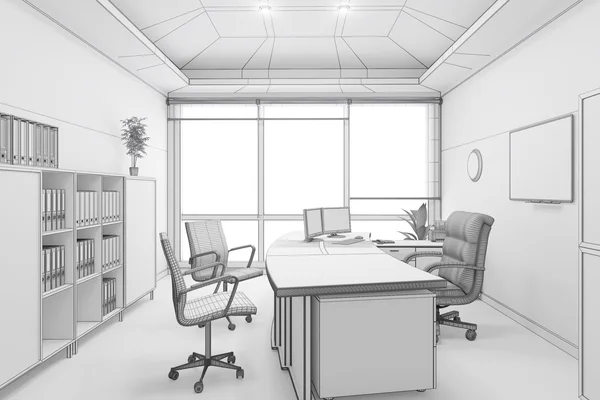 3d 室内渲染的办公室 — 图库照片