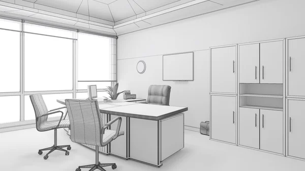 3D Interior rendering of an office — Stock Photo, Image