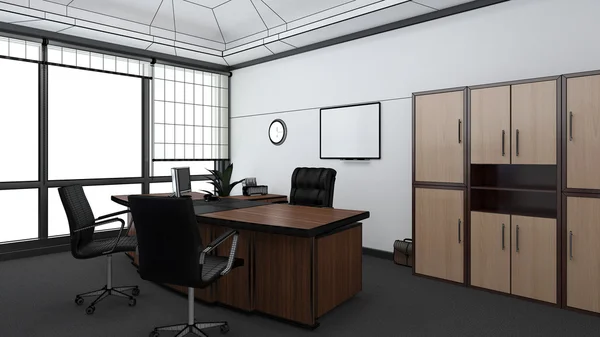 Rendering interno 3D di un ufficio — Foto Stock