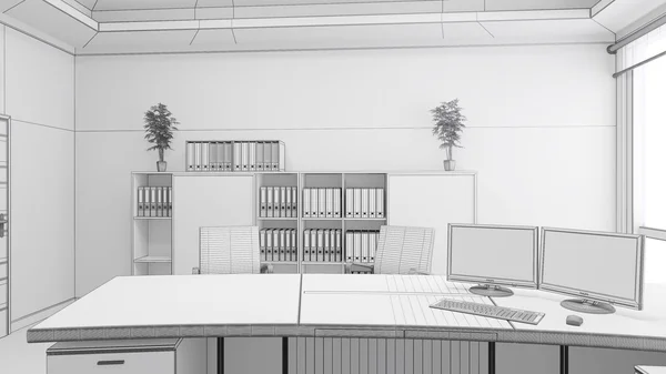 Bir ofisin 3D iç işleme — Stok fotoğraf