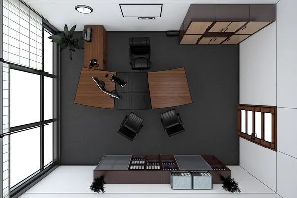 3D Interior rendering of an office — Stock Photo, Image