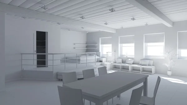 3D interior rendering małe loft — Zdjęcie stockowe