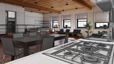 küçük bir çatı 3D iç işleme