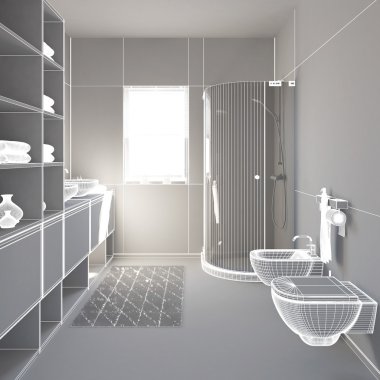 3d iç modern bir banyo oluşturma
