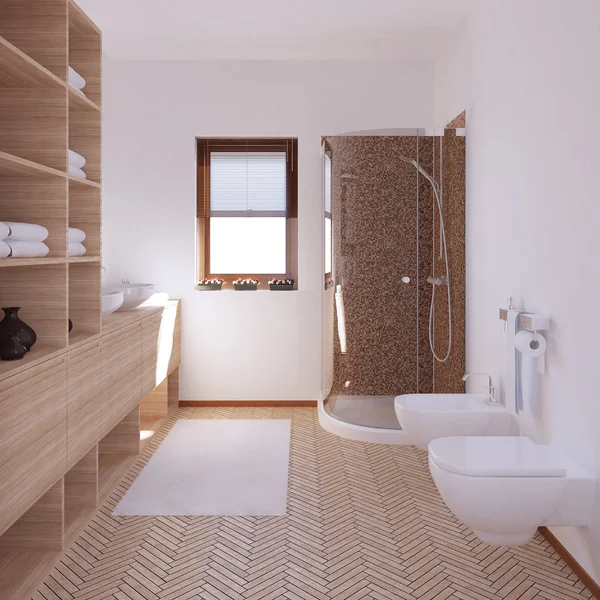 3d iç modern bir banyo oluşturma — Stok fotoğraf