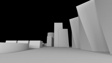 siyah arka plan ile bir binanın dış cephe render