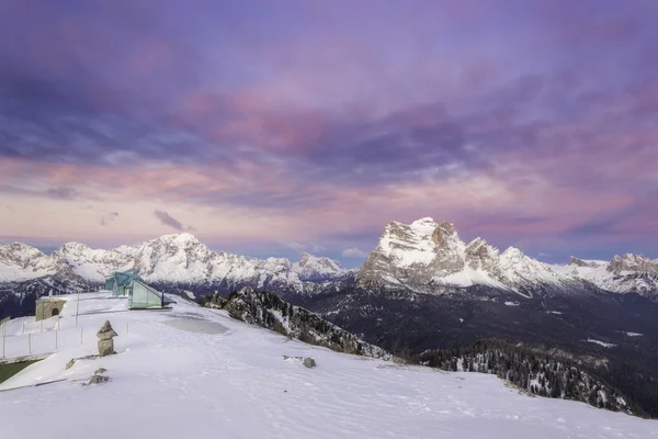 Dolomites in winter during the sunrise — Stock Photo, Image