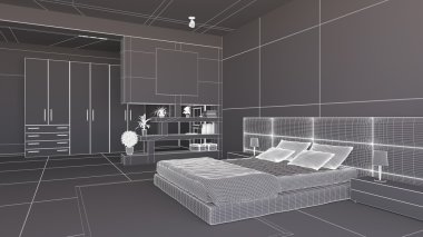 İç render bazı furinitures ile bir yatak odası
