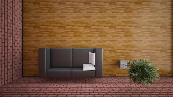 Top view of an interior rendering of a living room with textures — Stock Photo, Image