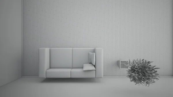 Bovenaanzicht van een interieur rendering uit een woonkamer zonder textu — Stockfoto