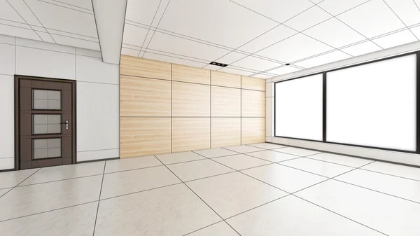 Interior rendering of an empty room with textures — Stock Photo, Image
