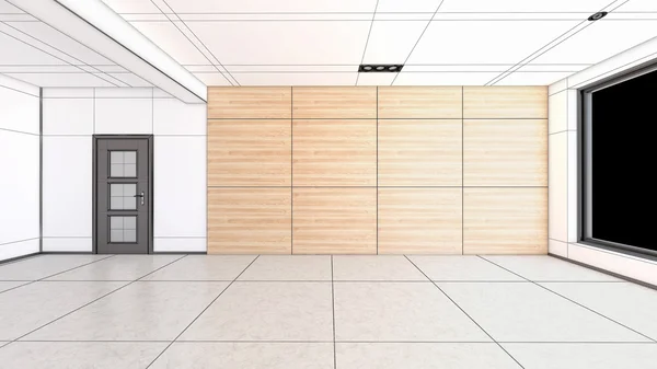 Interior rendering of an empty room with textures — Stock Photo, Image