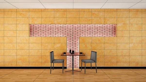 Interieur weergave van een bar met één tafel en twee stoelen — Stockfoto