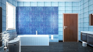 bir banyo mobilyaları ile 3D iç işleme