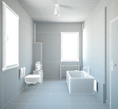 bir banyo mobilyaları ile 3D iç işleme