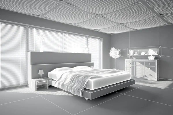3D interior renderização de um quarto moderno — Fotografia de Stock