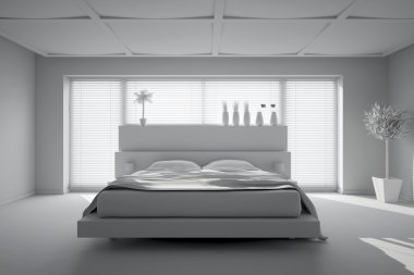 3D iç işleme modern yatak odası