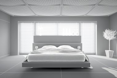 3D iç işleme modern yatak odası