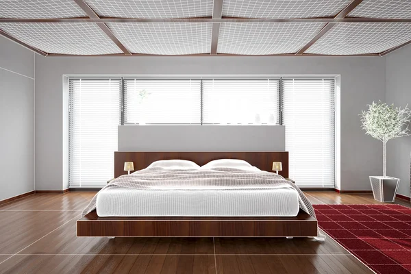 Rendering interno 3D di una camera da letto moderna — Foto Stock