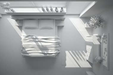 3D iç işleme modern yatak odası