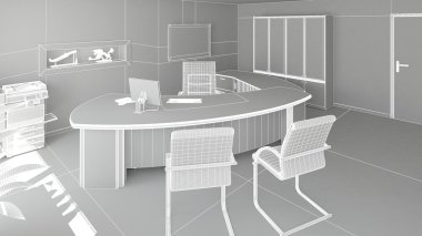 3D iç işleme modern bir ofis