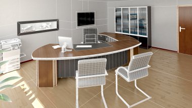 3D iç işleme modern bir ofis