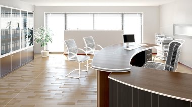 3D iç işleme modern bir ofis