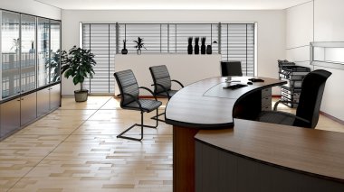 3D iç işleme modern bir ofis