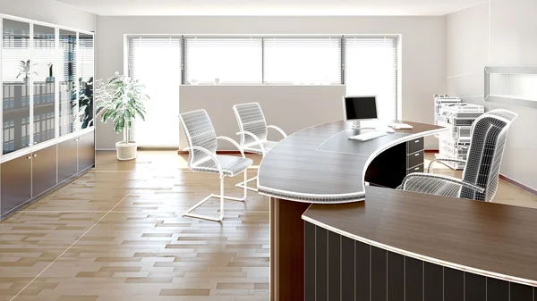 현대 사무실의 인테리어 3d 렌더링 — 스톡 사진