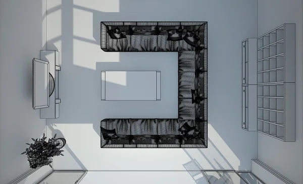 Render interior 3D dari ruang tamu — Stok Foto