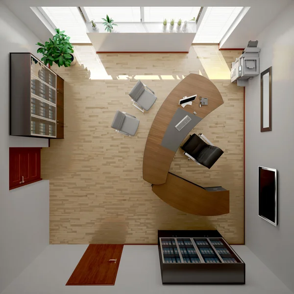 Rendu intérieur 3D d'un bureau moderne — Photo