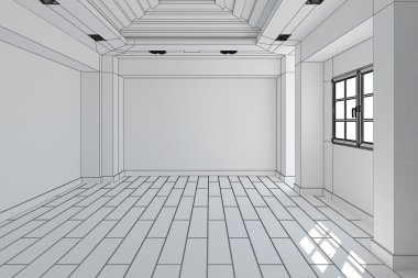 3D iç işleme modern bir mutfak
