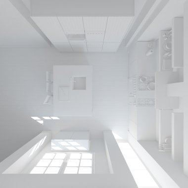 3D iç işleme modern bir mutfak