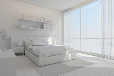 3D iç işleme modern yatak odası