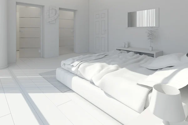 Representación interior 3D de un dormitorio moderno — Foto de Stock