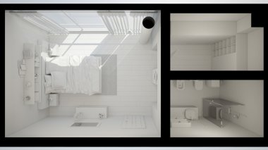 3D iç işleme modern yatak odası