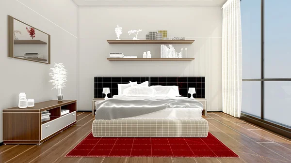 3D interior renderização de um quarto moderno — Fotografia de Stock