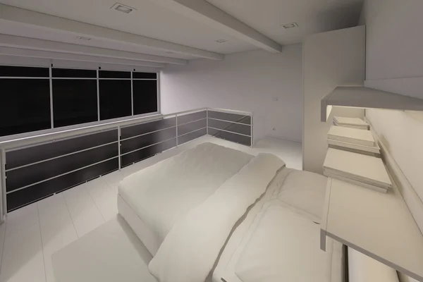 3D rendu intérieur d'un minuscule loft moderne — Photo