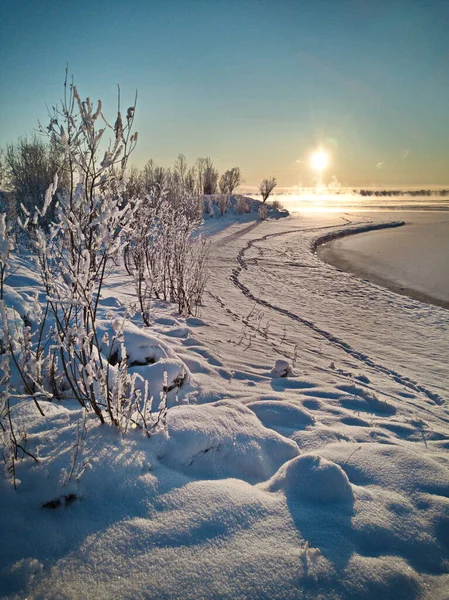 Icy Shore Una Giornata Gelida — Foto Stock