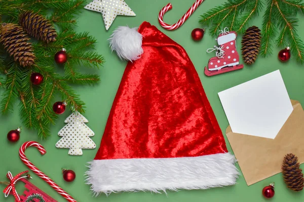 Envelop Voor Kerstman Nieuwjaar Platte Laag — Stockfoto