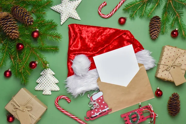 Envelop Voor Kerstman Nieuwjaar Platte Laag — Stockfoto