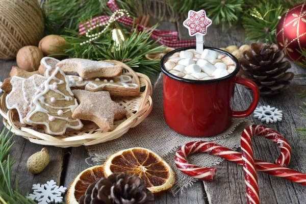 Petit Déjeuner Festif Boisson Chaude Avec Guimauves — Photo